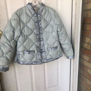 Vintage goose down cotton quieted Amadora by Cuddledown blue Bed Jacket Short